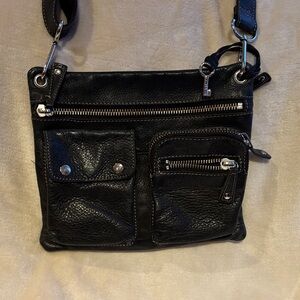 Fossil Black Leather Messenger Bag